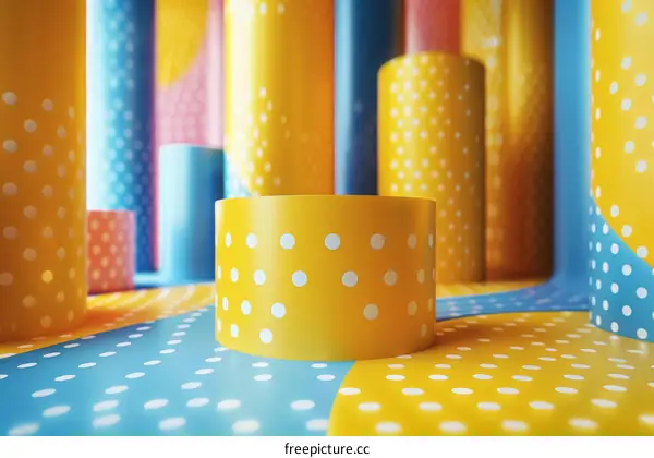 Abstract Colorful Cylindrical Geometric Shapes