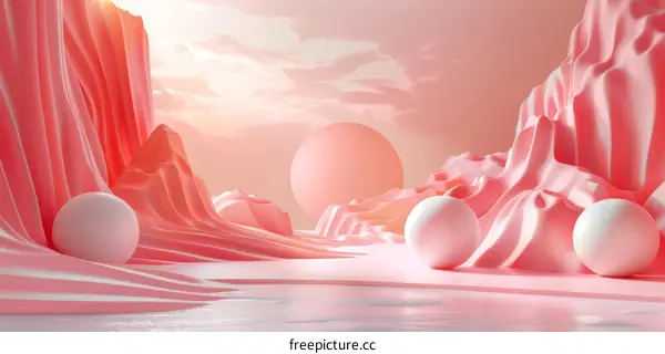 Abstract Pink Landscape Design Illustration