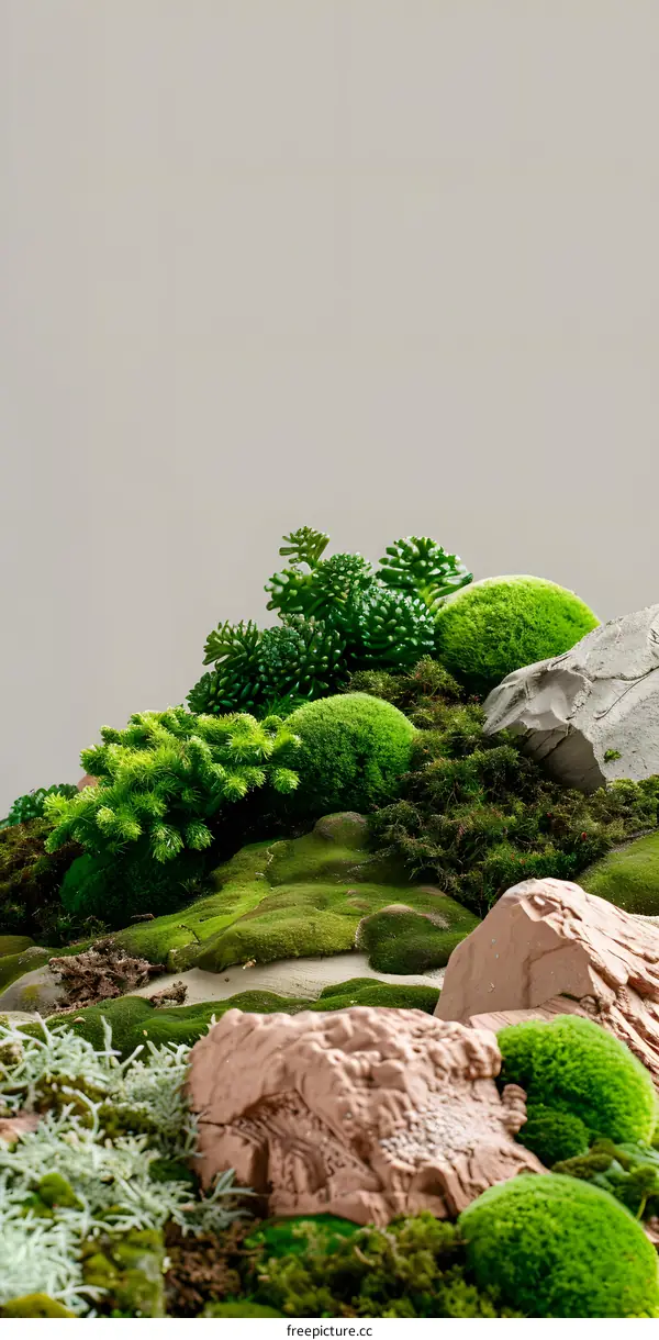 Green Moss and Stone Landscape  Background