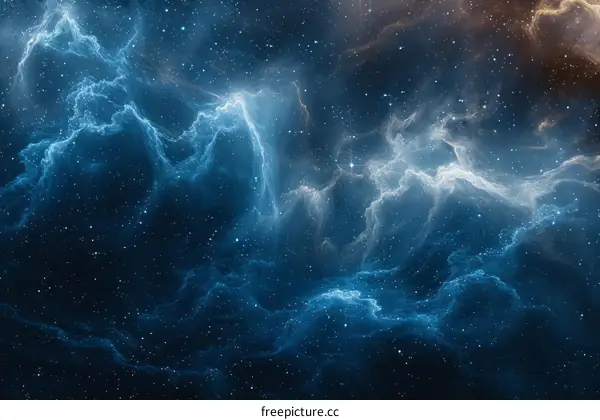 Mesmerizing Blue and Orange Space Nebula with Illuminating Stars