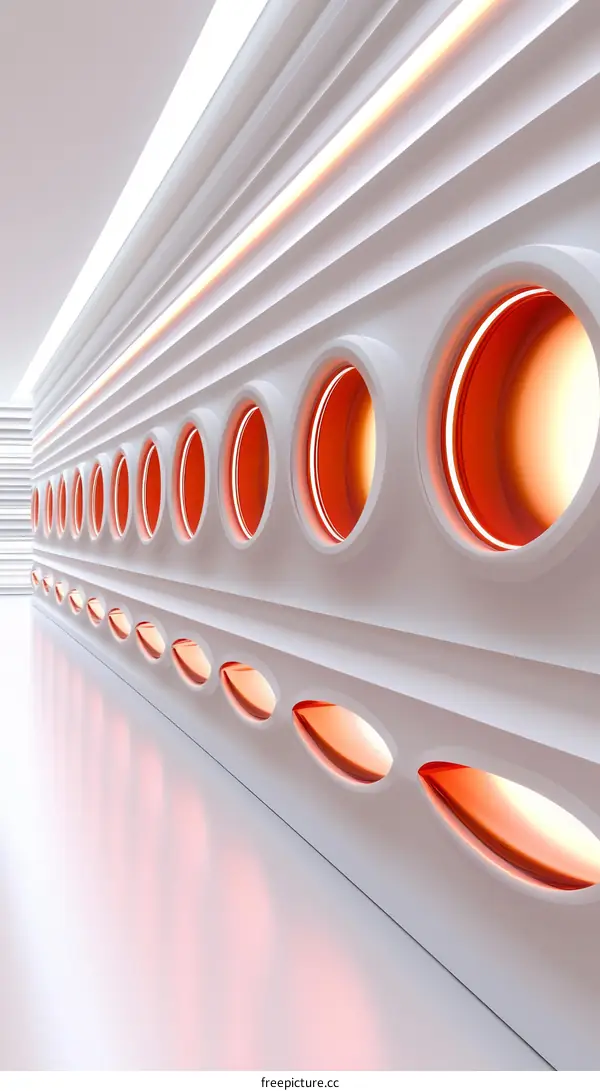 Abstract Architecture Interior Design with Orange Lights