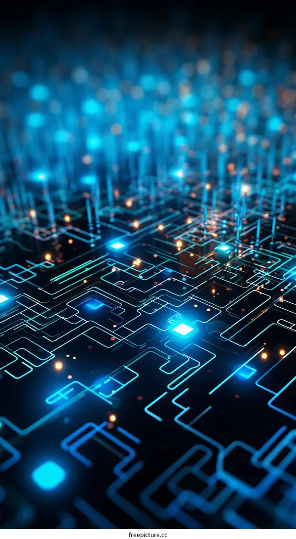 Blue Circuit Board Illustration