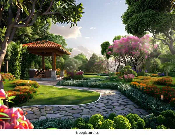 A lush garden landscape design