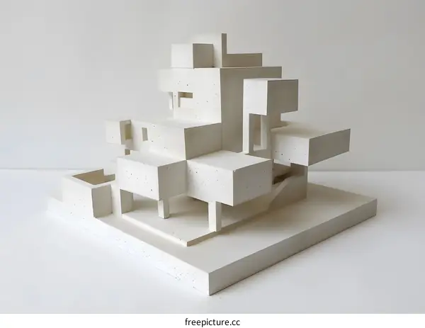 White Architectural Model of a Modern House