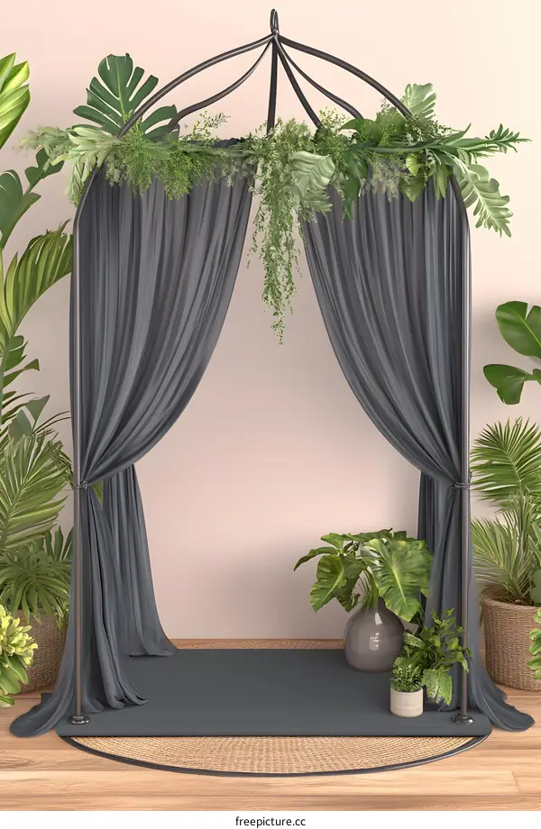 Curtain Archway With Greenery for Wedding Decor