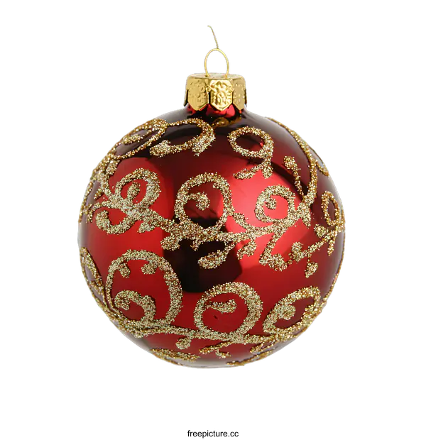 [Transparent Background PNG]Red and Gold Christmas Ornament