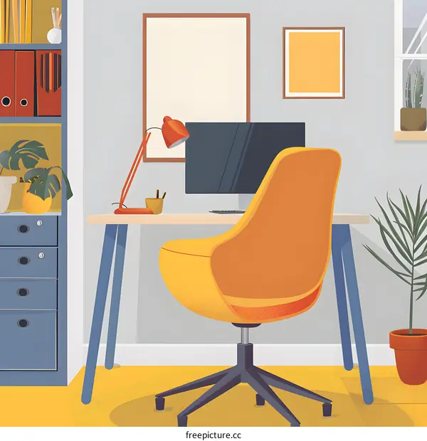 Modern Home Office Interior Design With Desk and Chair