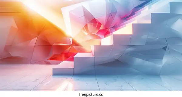 Futuristic Staircase with Colorful Lighting