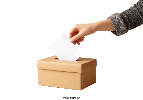 [Transparent Background PNG]Voting Box and Hand Casting Ballot