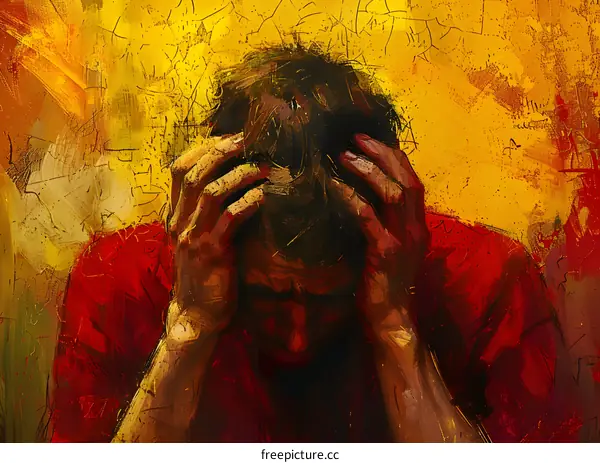 Man holding his head in despair