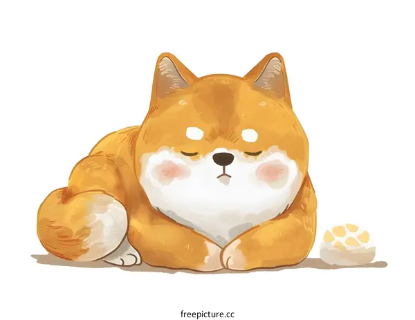 Cute Shiba Inu Puppy Sleeping with a Bone