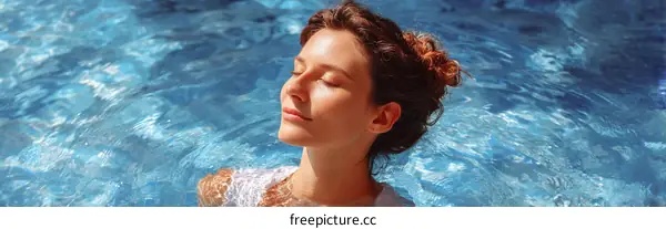 Relaxing Woman Floating in a Pool