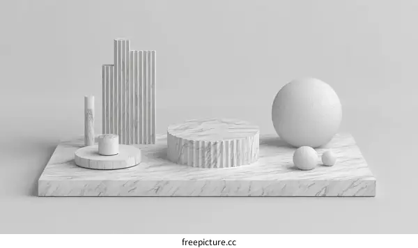 Abstract Geometric Marble Display Platform