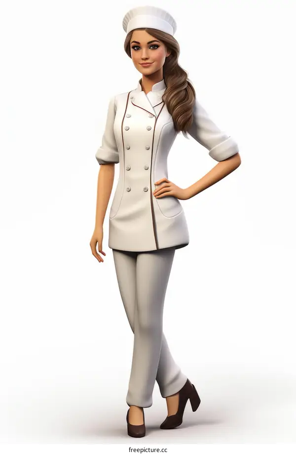 Confident female chef in uniform