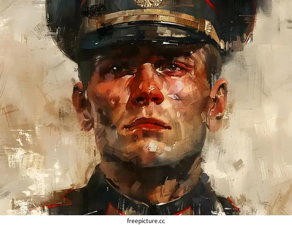 Portrait of a Soldier in a Military Uniform