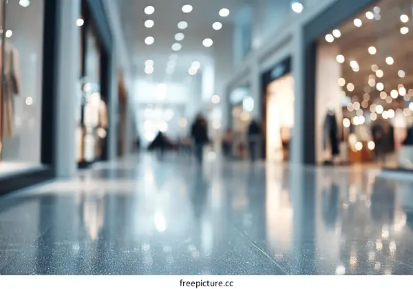 Blurred Shopping Mall Interior with People