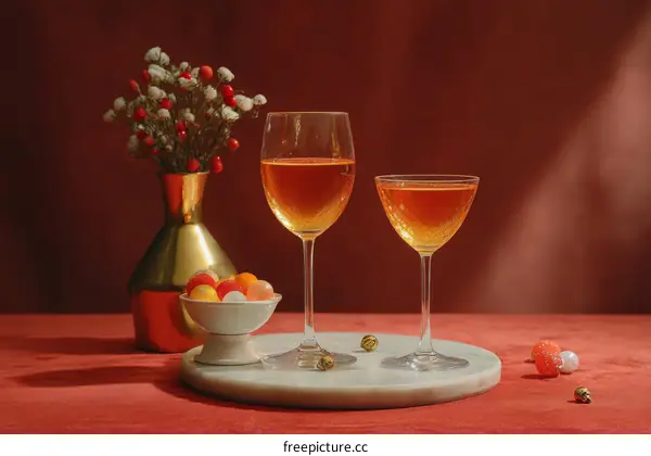 Elegant Festive Drink Display with Colorful Candies