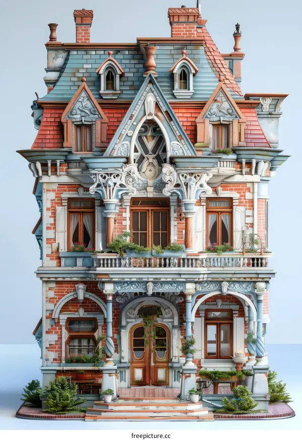 Ornate Victorian-era Building Illustration