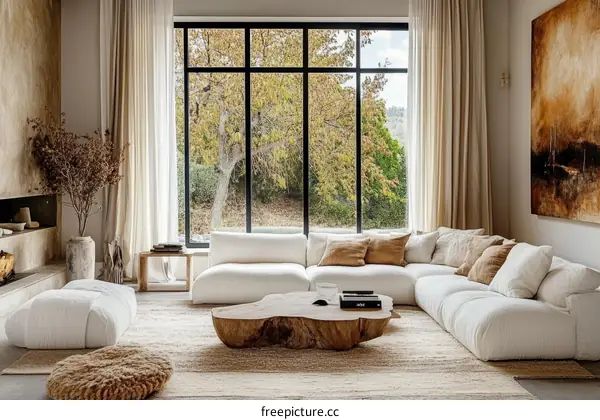 Modern Minimalist Living Room with Large Windows