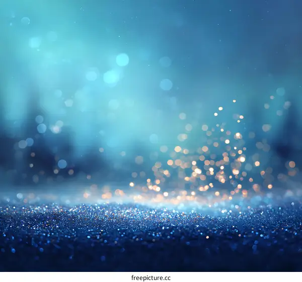 Blue Glitter Background with Sparkling Lights