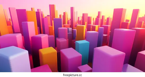 Abstract Colorful 3D Cityscape Background