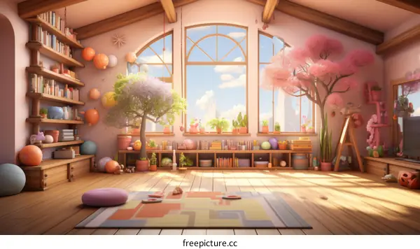 Cozy homey pink living room interior