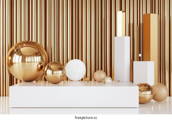 Golden Geometric Display Podium