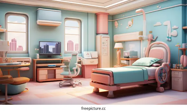 A cute and colorful hospital room
