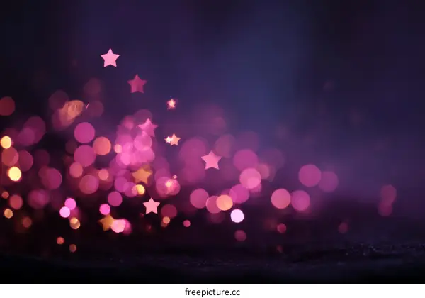 Abstract Bokeh Background with Pink Stars