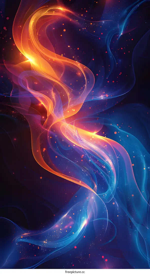 Abstract Wavy Colorful Light Painting