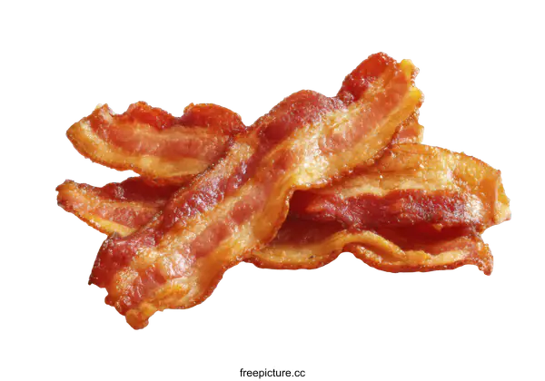 [Transparent Background PNG]Crispy Fried Bacon Strips Close Up