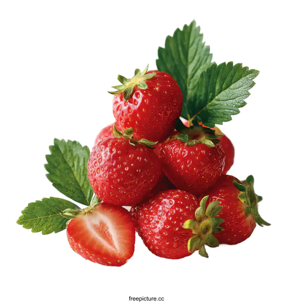 [Transparent Background PNG]Fresh Strawberries Displayed Closeup