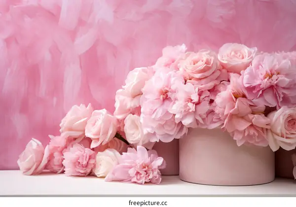 Pink flowers on a pink background