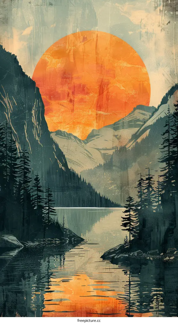 Serene Lake at Sunset in the Mountains