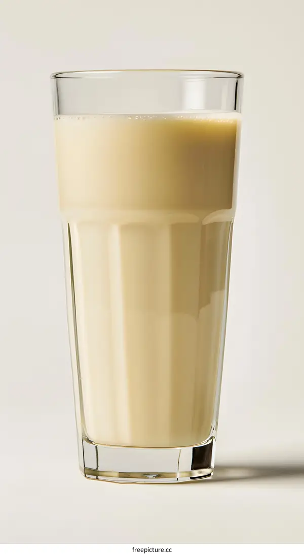 Glass of Soy Milk on White Background