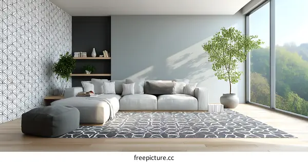 Modern Minimalist Living Room Design Illustration