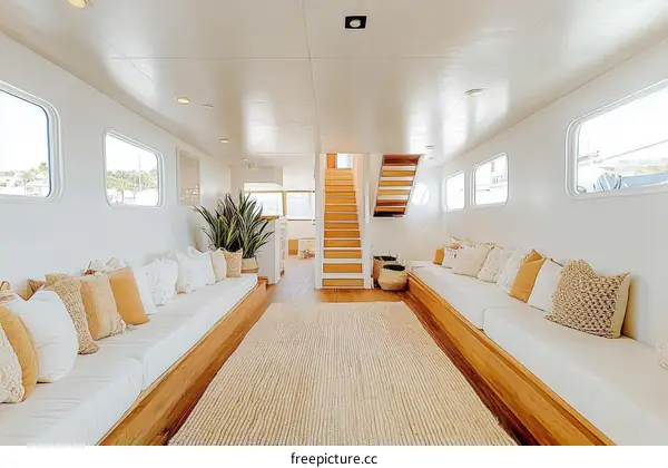 Modern Coastal Living Room on a Boat