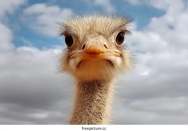 Close-up of an Ostrich Facing Forward