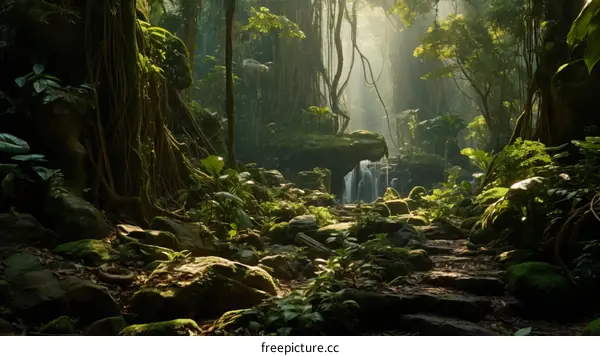 The Glowing Waterfall in the Heart of the Jungle