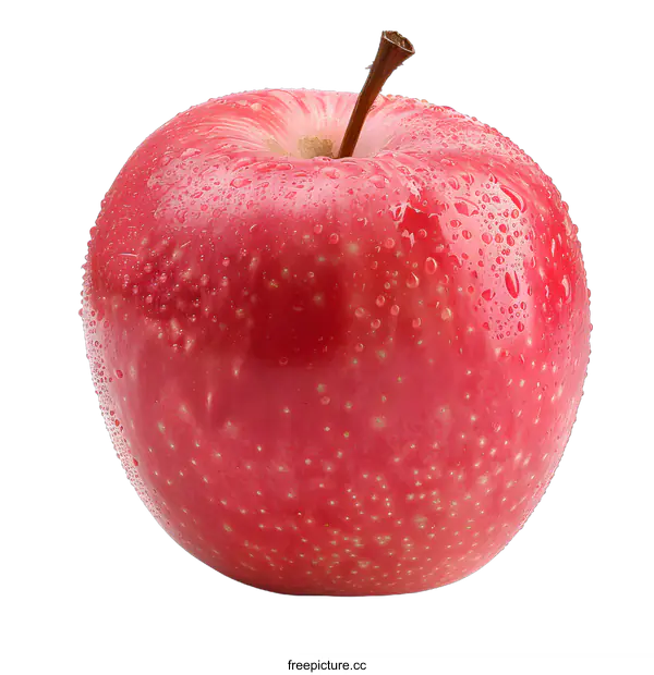 [Transparent Background PNG]A red apple with water drops on a white background
