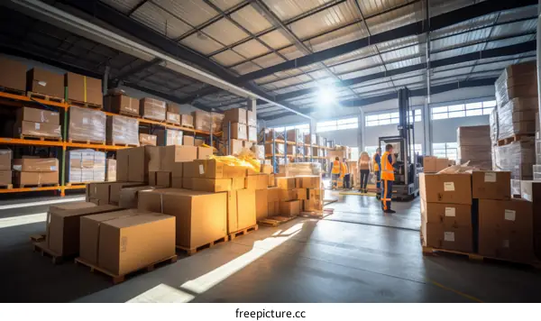 A group of people working in a warehouse