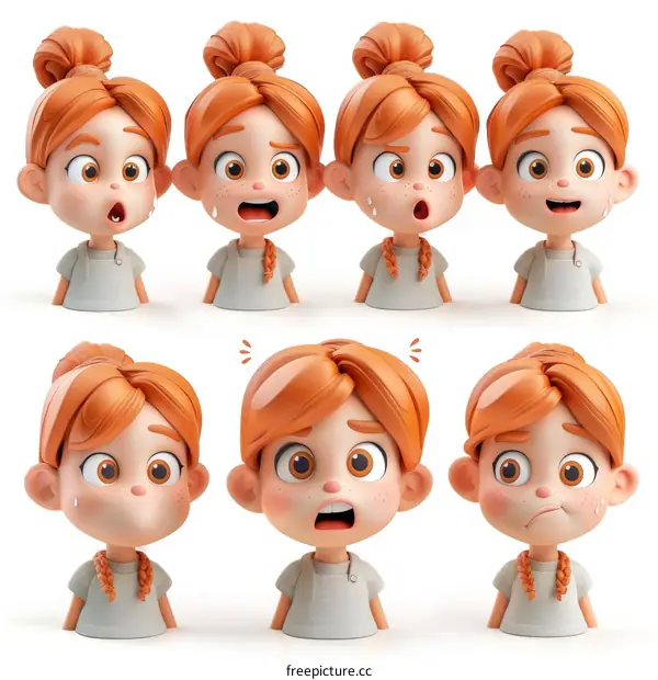 A Collection of Cute Cartoon Girl Expressions