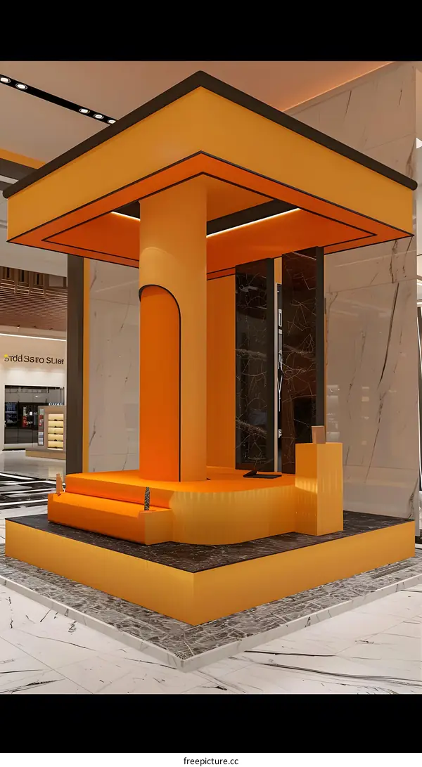 Modern Orange and Black Retail Store Booth Design