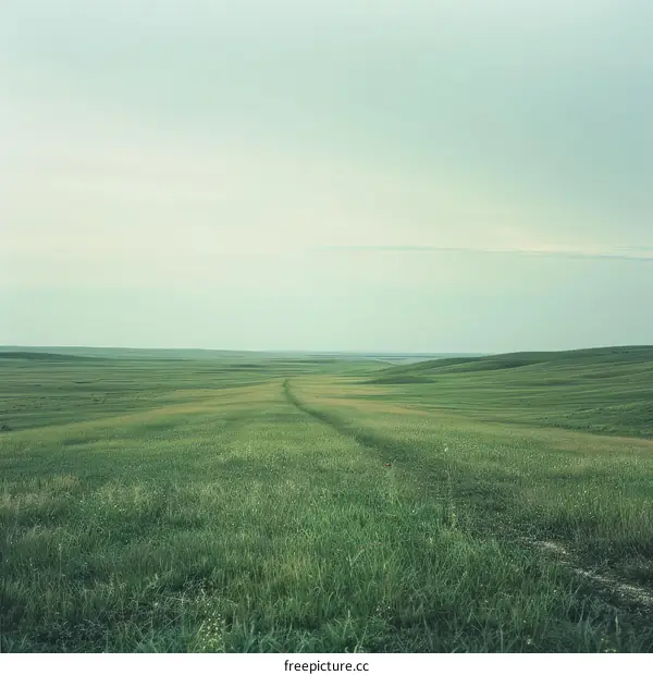 Vast Green Grassland Underneath an Expansive Sky