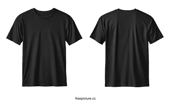 [Transparent Background PNG]Blank Black T-Shirt Mockup Front and Back