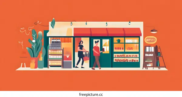 Couple Walking Out of a Store With Shopping Bags in Hand