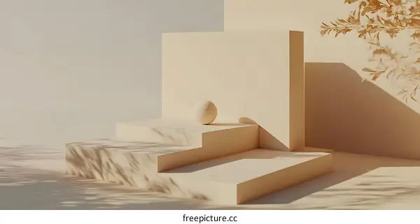 Minimalist Product Display with Beige Background and Steps