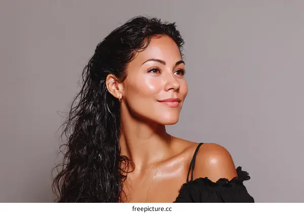 Beautiful Woman with Curly Hair Portrait