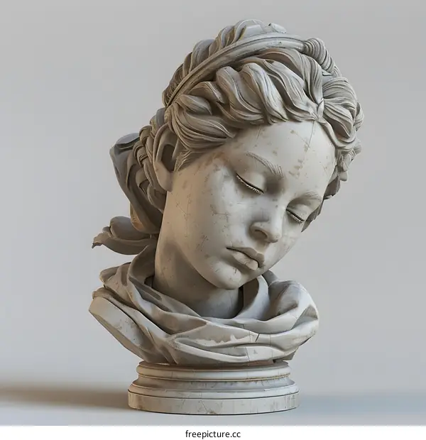 Bust of a sleeping young woman