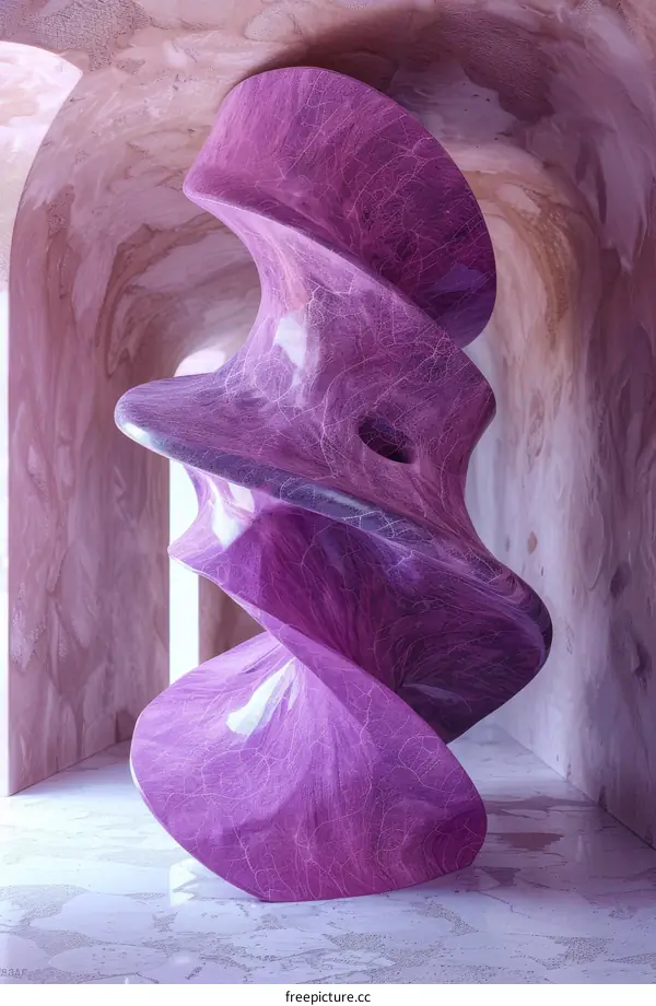 Abstract Purple Spiral Stone Sculpture